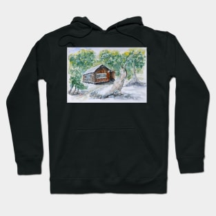 Snow Storm Hut - Watercolour Hoodie